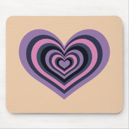 Retro Striped Heart Mouse Pad