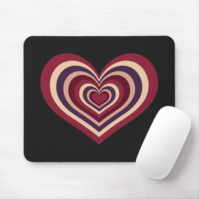 Retro Striped Heart Mouse Pad (Com mouse)
