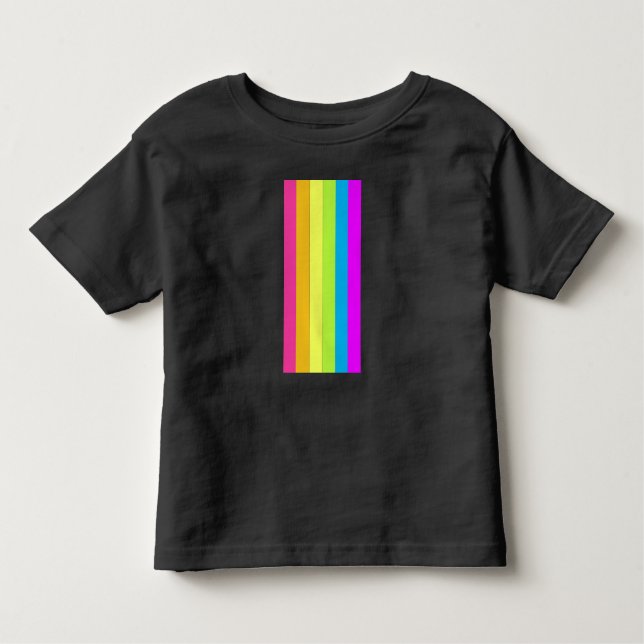 Retro Stripes Toddler's T-Shirt Black & Neon Multi (Frente)