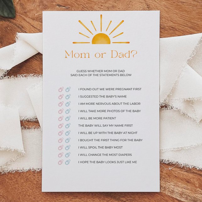 Retro Sun Mãe Ou Jogo De Chá de fraldas De Pai (Criador carregado)