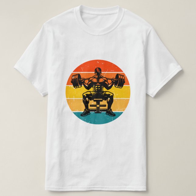 Retro Sunset Bodybuilding T-Shirt - Men's Fitness  (Frente do Design)