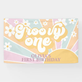 Retro Sunshine Groovy Um Aniversário Pastel Daisy