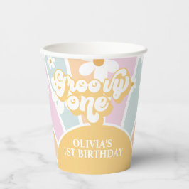 Retro Sunshine Groovy Um pastel Daisy Aniversário