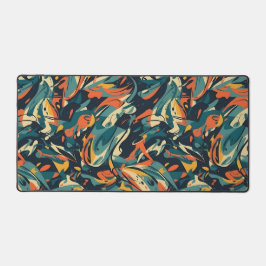 Retro Swirl Abstract Collage Desk Mat