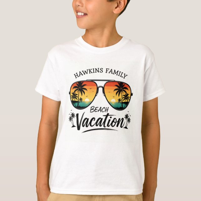 Retro Tropical Beach Vacation Graphic T-Shirt (Frente)