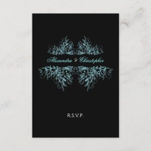 Retro Turquoise Swirls Casamento RSVP 2