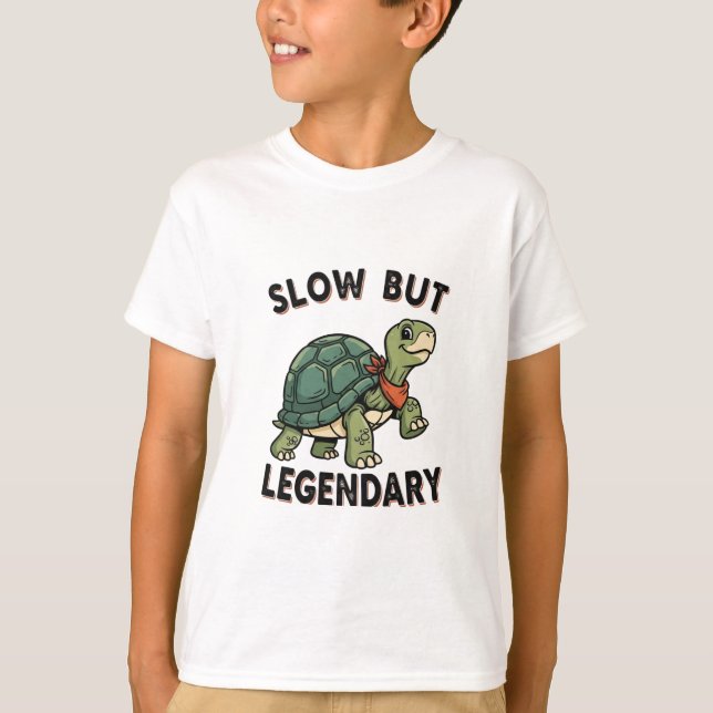 Retro Turtle Slow Legend Kids Graphic T-Shirt (Frente)