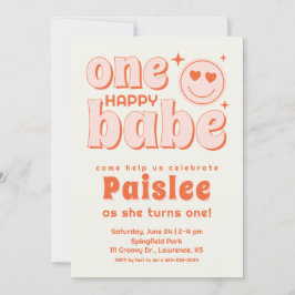 Retro Um Feliz Convite Para Aniversário De Bebê