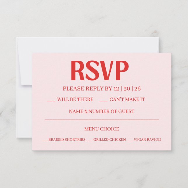 Retro Valentine's RSVP Wedding Reply Card (Frente)