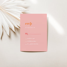 Retro Verão | Placa RSVP Simples Cor-de-Rosa e Lar