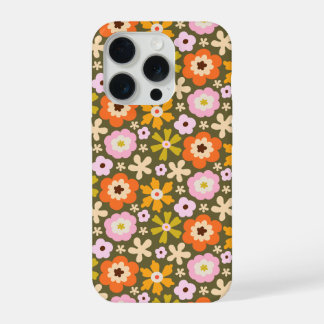 Retro verde oliva Floral abstrato em plena floraçã