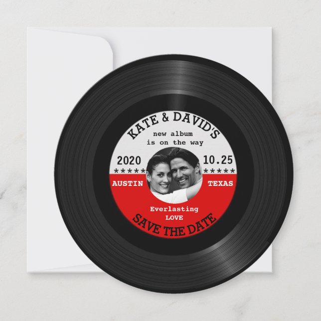 Retro Vinil Record Foto Save The Date Modelo (Frente)
