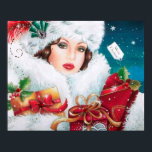 Retro vintage art deco Lady poster de Natal<br><div class="desc">design por www.etsy.com/Shop/VanityFlairDesigns</div>