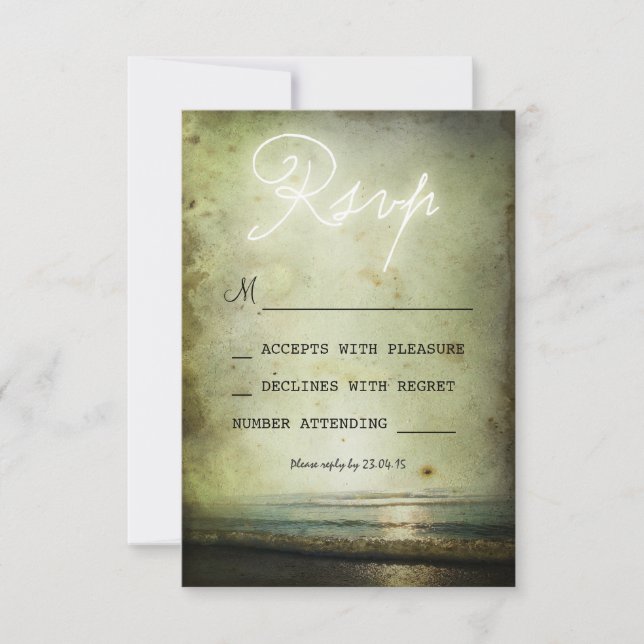REtro vintage BEACH WEDDING RSVP CARTÕES (Frente)
