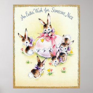 retro vintage decor Bunnies da Páscoa poster