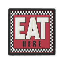 Retro - Vintage EAT AQUI - Sinal de Arte Metálica