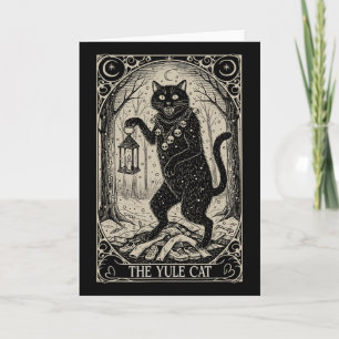 Retro Vintage O Gato Yule Cartão Tarot Natal Escur