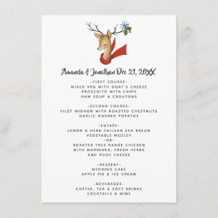 Retro Vintage Reindeer Menu de Casamento de Natal