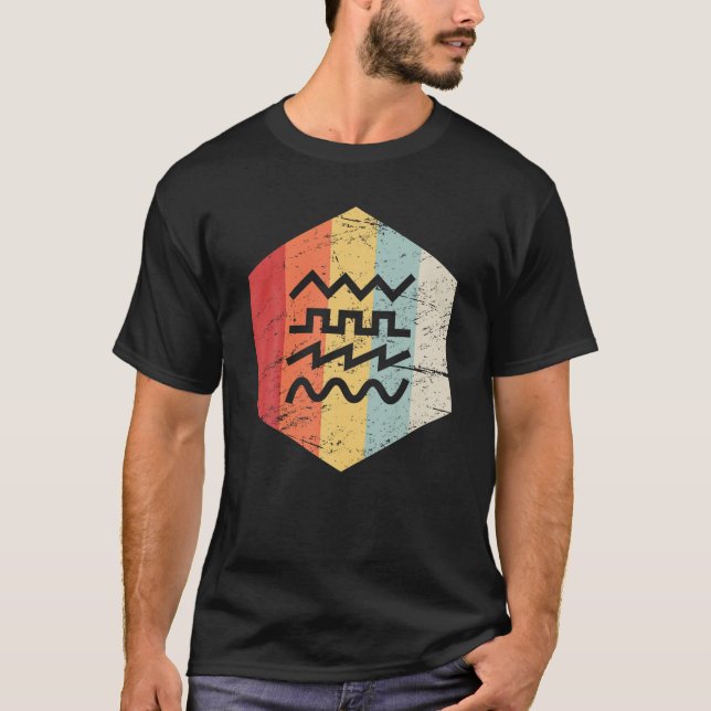 Retro Vintage Waveforms Sincronização T Camisa (Frente)