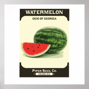 Retro Watermelon Seed Packet Melon Poster