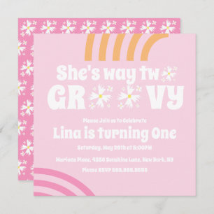 Retro Way 2 Groovy Daisy Flower Birthday Pink