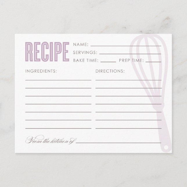 RETRO WHISK | CARTÕES DE RECEITA (Frente)