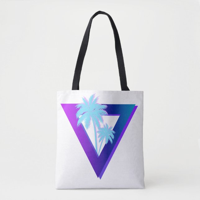 RETROWAVE SYNTHWAVE PALMÁCIAS TRIÂNGULO TOTE (Frente)