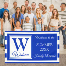 Reunião da família Monograma Blue Strips Summer