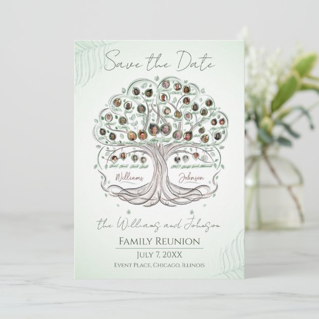 Reunião de Árvore Familiar Salvar o Convite de Dat (Em pé/Frente)