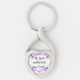 Rev. 22:17 Chaveiro de metal coração torcido