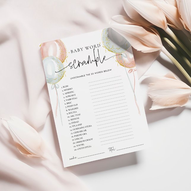 Rever Gênero Cartão de Jogo do Chá de fraldas do W (Criador carregado)