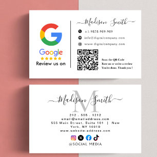 Revisão do Google com cartão de visita com link de
