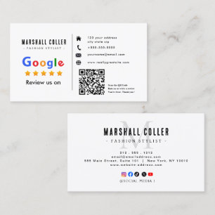 Revisão do Google com cartão de visita com link de