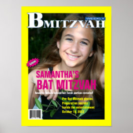 Revista Bat Mitzvah Poster amarelo rosa