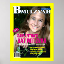 Revista Bat Mitzvah Poster amarelo rosa