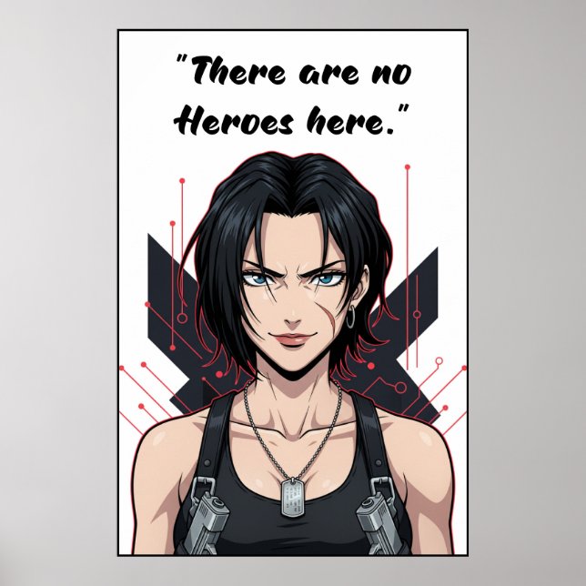 Revy – Black Lagoon Citação de Poster Sem Heróis (Frente)