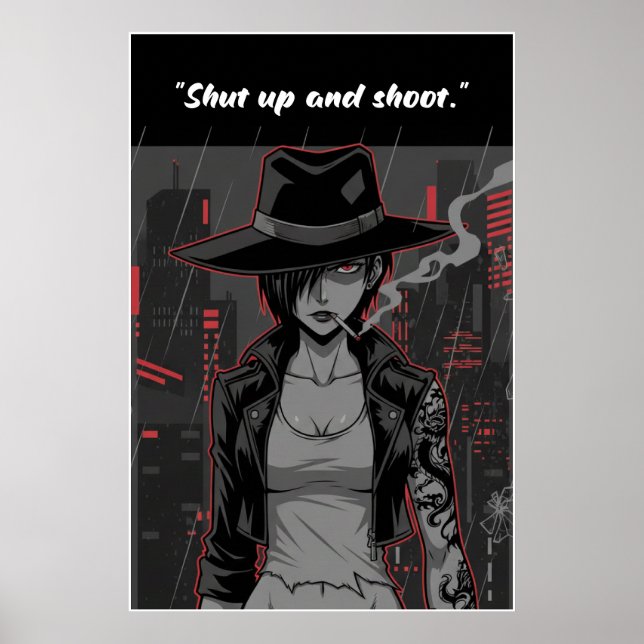 Revy – Shut Up and Shoot Quote Poster | Anime Wall (Frente)