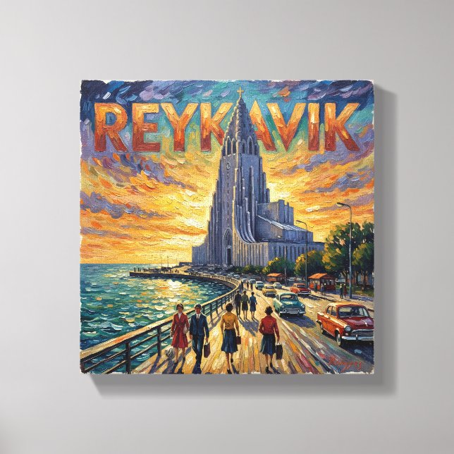 Reykjavik Waterfront Glow Church Canvas (Frente)