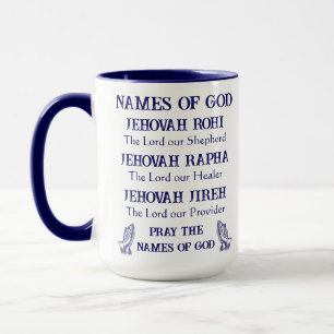 Rezem pelos nomes de Deus, canecas cristãs
