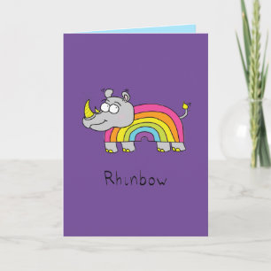 Rhinbow Rhino Rainbow Cartão de Saudação Puro