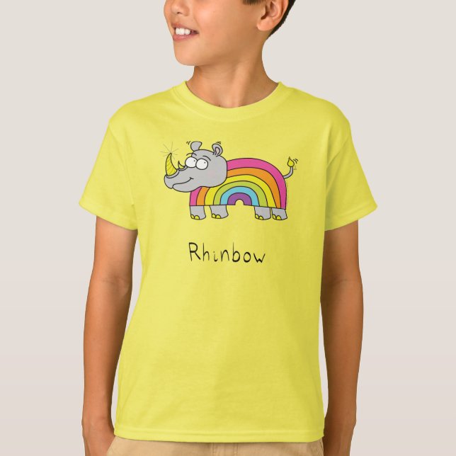 Rhinbow Rino Rainbow Kid's T-Shirt Yellow (Frente)