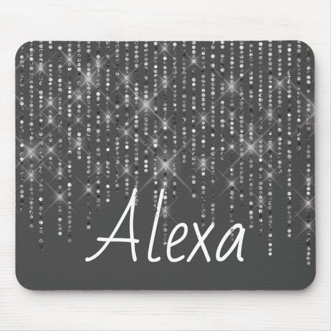 Rhinestone Bling com Nome Mouse Pad (Frente)