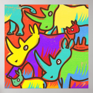 Rhino Grafite Art Poster