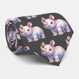 Rhino Rhinoceros Rhinos Kawaii Fofo Gravata
