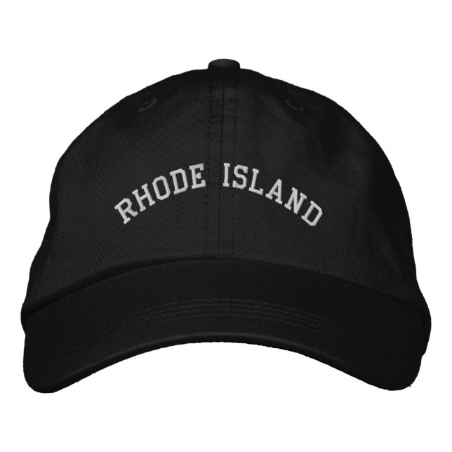 Rhode Island bordado Boné ajustável preto (Frente)