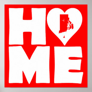 Rhode Island Home Heart State Poster
