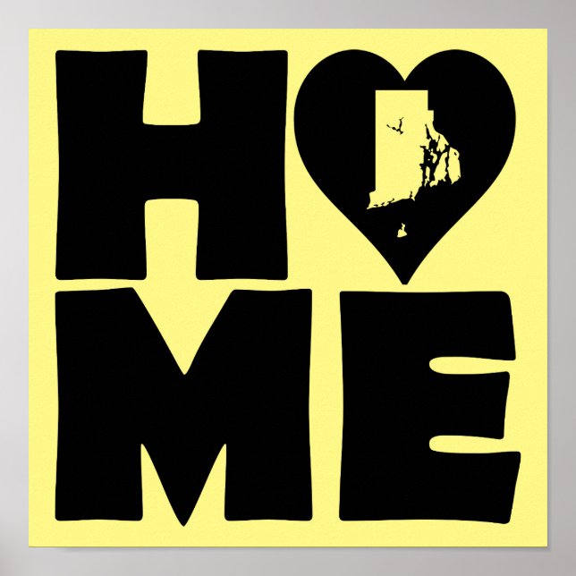 Rhode Island Home Heart State Poster Sign (Frente)