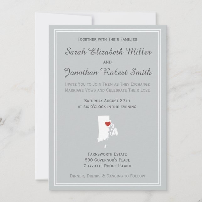 Rhode Island Love - Convite de casamento personali (Frente)