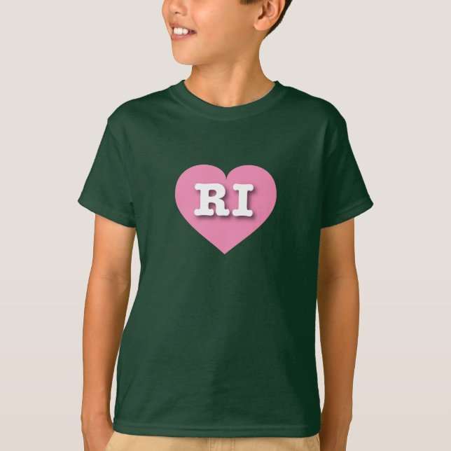 Rhode Island Pink Heart - Eu adoro T-Shirt RI (Frente)