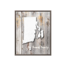 Rhode Island State Outline Rustic Stretched Canvas